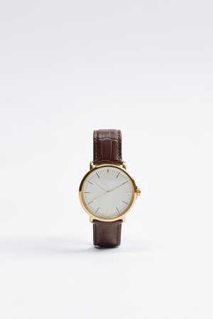 MINIMALIST WATCH WITH EMBOSSED BROWN LEATHER STRAP | ZARA Russia / Россия