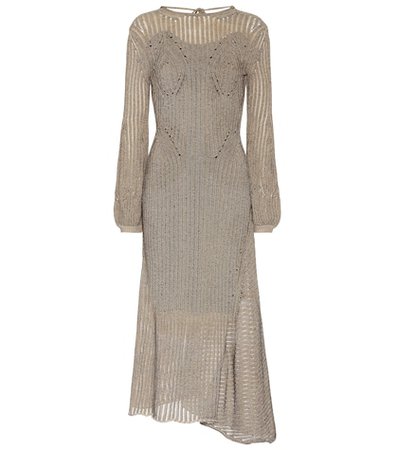 Cotton-blend knit midi dress
