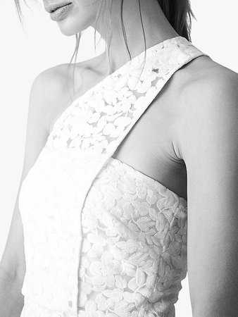 Reiss Sophia One Shoulder Lace Embroidered Dress, White at John Lewis & Partners
