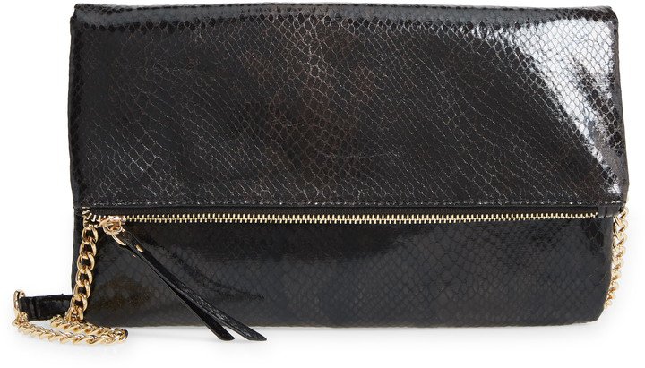 Instant Fave Snakeskin Embossed Faux Leather Folded Clutch