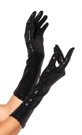 black sparkly gloves