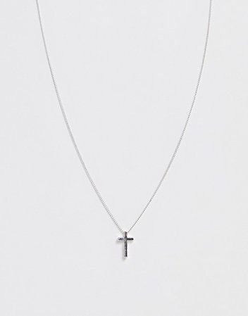ASOS DESIGN necklace with ditsy cross in silver tone | ASOS