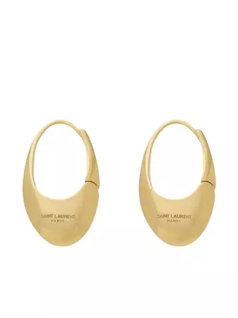 Saint Laurent engrave-logo Asymmetric Hoop Earrings