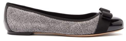 Vara Quilted Metallic Boucle Ballet Flats - Womens - Black Silver