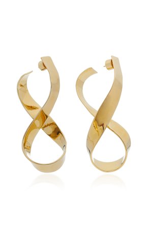 Medium Thick Script Gold-Plated Earrings by Jennifer Fisher | Moda Operandi