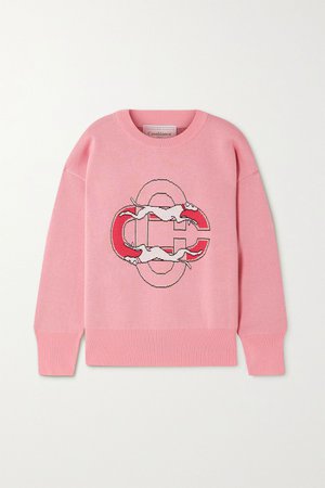 Pink Intarsia cotton sweater | Casablanca | NET-A-PORTER