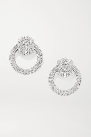 Silver Silver-tone crystal clip earrings | Alessandra Rich | NET-A-PORTER