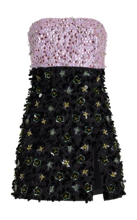 Embroidered Stretch-Cotton Satin Strapless Mini Dress By Des Phemmes | Moda Operandi