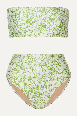 Faithfull The Brand | Grete button-detailed floral-print bandeau bikini | NET-A-PORTER.COM