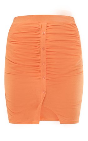 Burnt Orange Slinky Front Ruched Side Mini Skirt | PrettyLittleThing