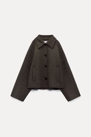 ZW COLLECTION DOUBLE-FACED WOOL BLEND JACKET - Brown marl | ZARA United Kingdom