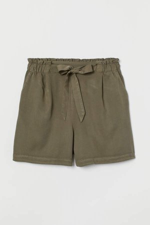 Denim Shorts High Waist - Green