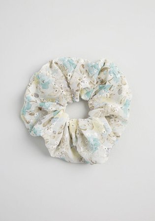ponytail holder Scrunchie light Blue Floral | ModCloth