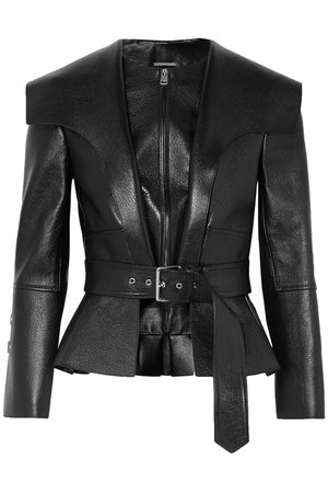 Black Textured-leather peplum jacket | Sale up to 70% off | THE OUTNET | ALEXANDER MCQUEEN | THE OUTNET