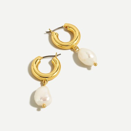 J.Crew: Freshwater Pearl Huggie Hoop Earrings For Women