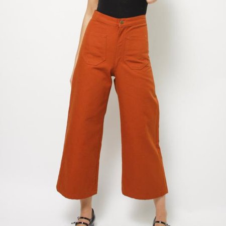 Lykke Wolf Jeans | Rust Orange Brown Sandi Canvas Wide Leg Crop Pant | Poshmark