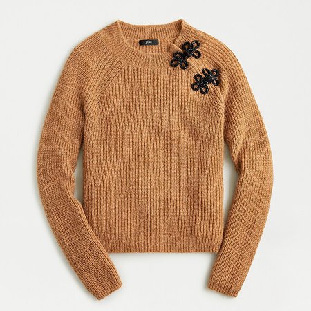 J.Crew: Ribbed Sweater With Beaded Clasps