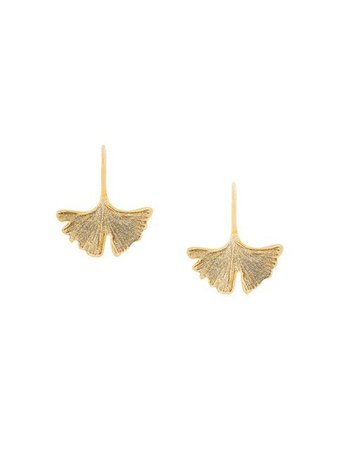 Aurelie Bidermann Tangerine ginkgo leaf earrings
