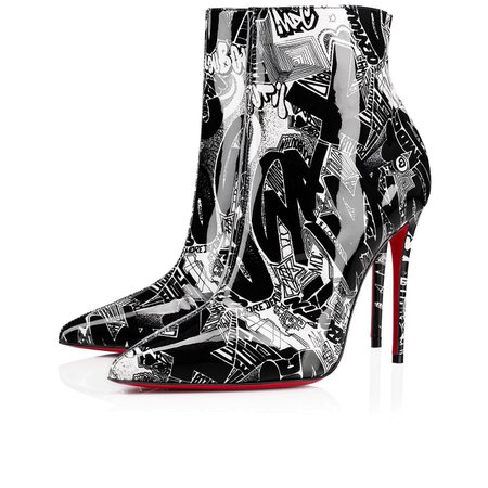 So Kate Booty Patent Nicograf 100 Black/White Patent calfskin - Women Shoes - Christian Louboutin