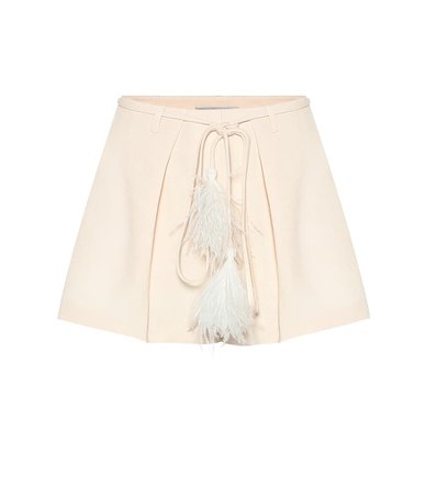 Feather-Trimmed Wool And Silk Shorts | Valentino - Mytheresa