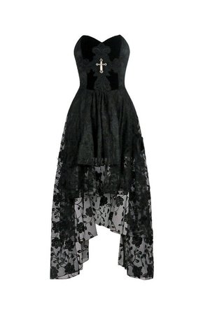Dark in Love Dead Souls Gothic Cross Elegant Victorian Black Lace Dress DW063 - Fearless Apparel