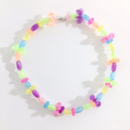 kidcore rainbow bead choker necklace