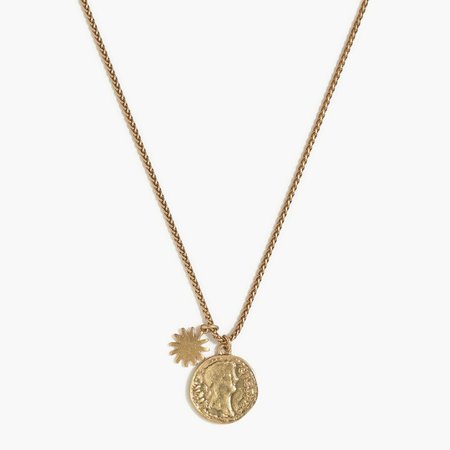 Stamped coin with charm pendant necklace