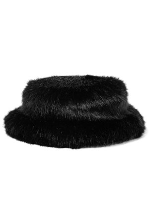 Black Faux fur bucket hat | Emma Brewin | NET-A-PORTER