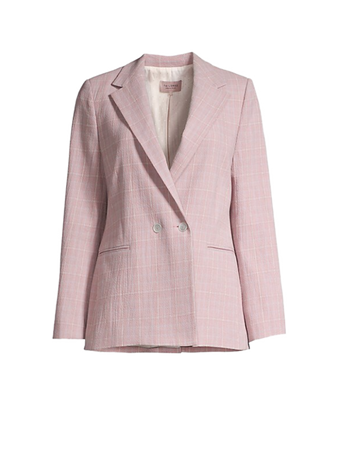 pastel pink plaid blazer
