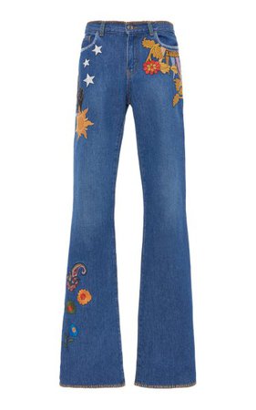 Embroidered Mid-Rise Flared Jeans By Etro | Moda Operandi