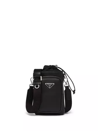 Prada enamel-logo Leather Smartphone Case bag - Farfetch