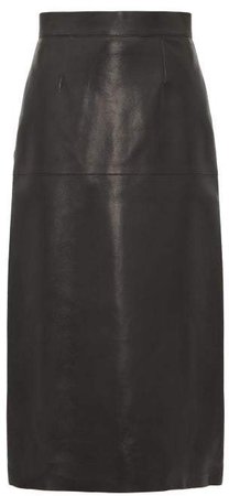 Daisy Leather Midi Skirt - Womens - Black