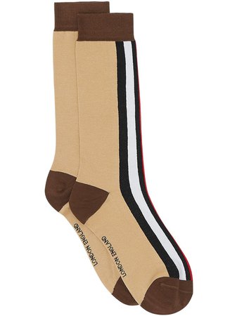 Brown Burberry Icon Stripe Intarsia Cotton Blend Socks | Farfetch.com