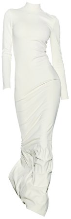 BRANDON MAXWELL White High Neck Dress