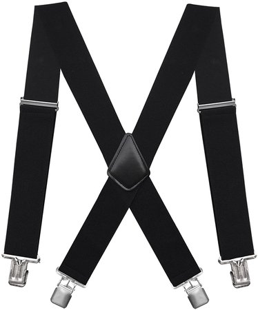 Fasker Mens Suspenders X-Back 2" Wide Adjustable Solid Straight Clip Suspenders at Amazon Men’s Clothing store