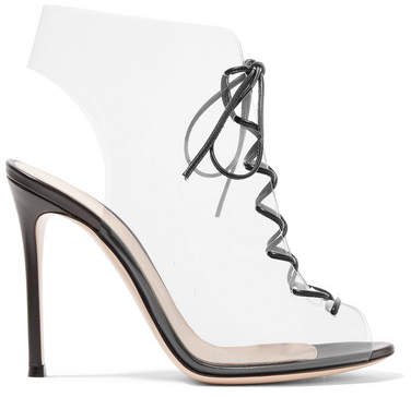 Helmut Plexi 100 Lace-up Pvc And Leather Ankle Boots - Clear