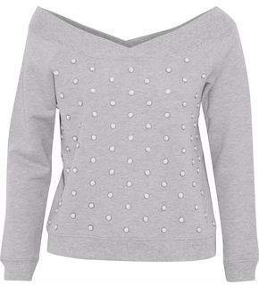 Faux Pearl-embellished French Cotton-terry Sweatshirt