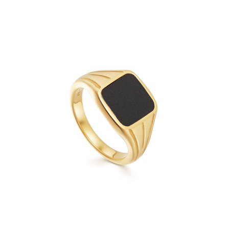 Lucy Williams Gold Square Black Signet Ring | 18ct Gold Vermeil | Missoma | Missoma Limited