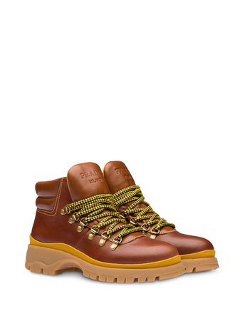 Prada Lace-Up Ankle Boots 1T588LF030LO9 Brown | Farfetch
