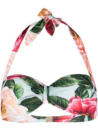 Shop pink & green Dolce & Gabbana floral bandeau bikini top with Express Delivery - Farfetch