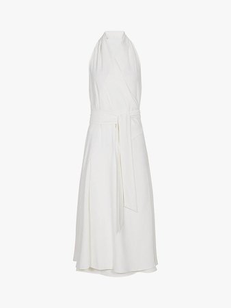 Reiss Piper Halterneck Midi Dress, White at John Lewis & Partners