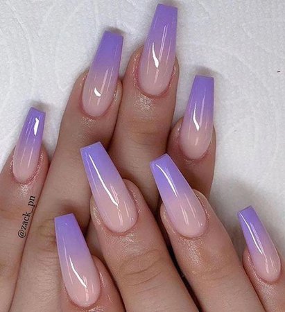 Lilac Ombre Coffin Nails
