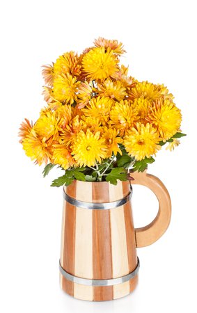 Beautiful Bouquet Of Chrysanthemums Flowers In Vase Isolated.. Stock Photo, Picture And Royalty Free Image. Image 36899678.