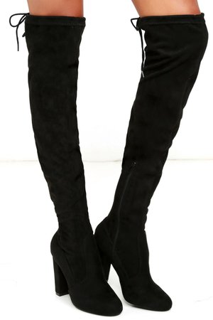 Chic Black Suede Boots - Black Over the Knee Boots - OTK Boots