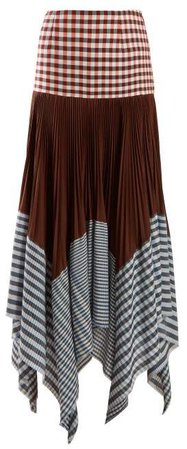 Asymmetric Pleated Gingham Handkerchief Skirt - Womens - Multi