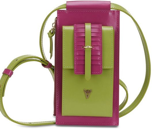 HiVa Atelier Pink/Green Leather Phone/Crossbody Mini Bag at FORZIERI