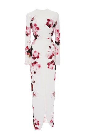elie saab pink floral maxi dress gown