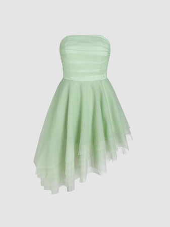 light green asymmetrical dress