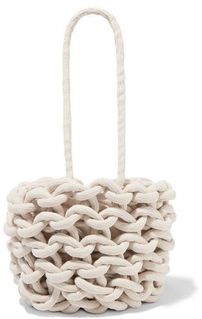 Julia Woven Cotton Bucket Bag - Off-white