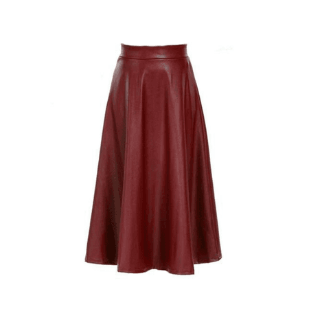 Women Faux Leather Maxi High Waist Skirt